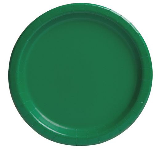 Platos llanos redondos sólidos de color verde esmeralda de 9", 8 unidades