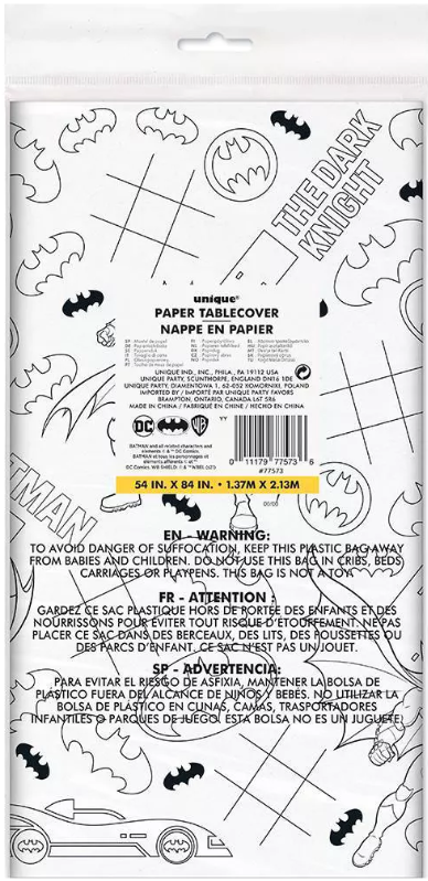 Batman Activity Rectangular Paper Table Cover, 54" x 84", 1ct