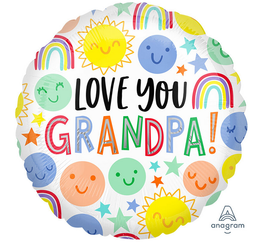 Love You Grandpa Happy Faces Globo de aluminio de 17", 1 unidad