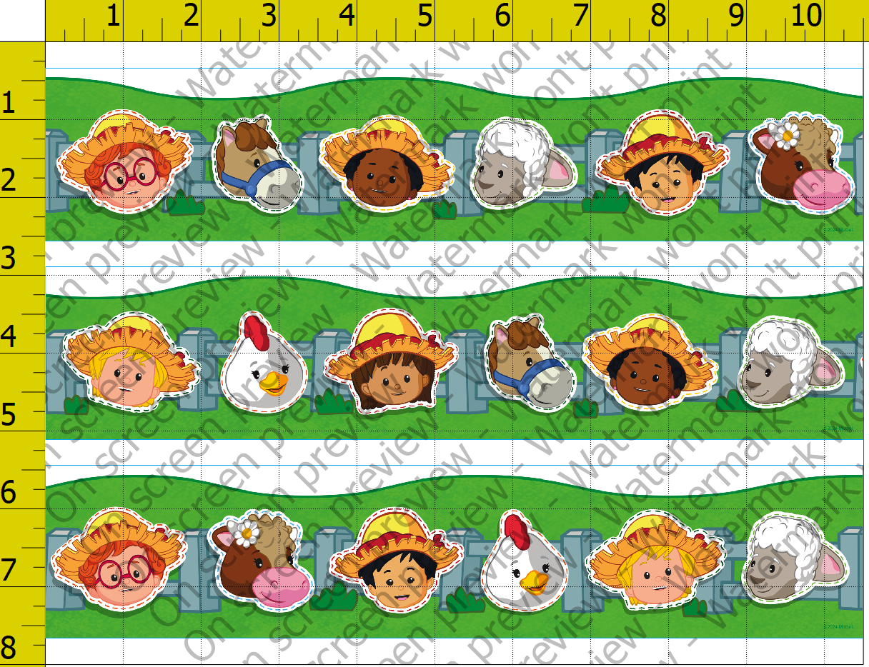 Little People Farm Friends Edible Cake Topper Image Strips