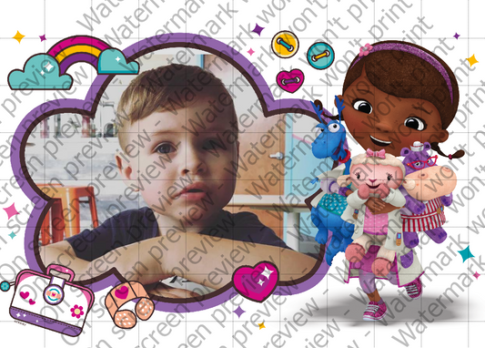 Marco de imagen comestible para decoración de tartas de Doc McStuffins Sharing the Care