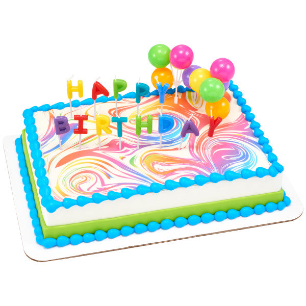 Happy Birthday Neon Candles DecoSet® and Edible Image Background