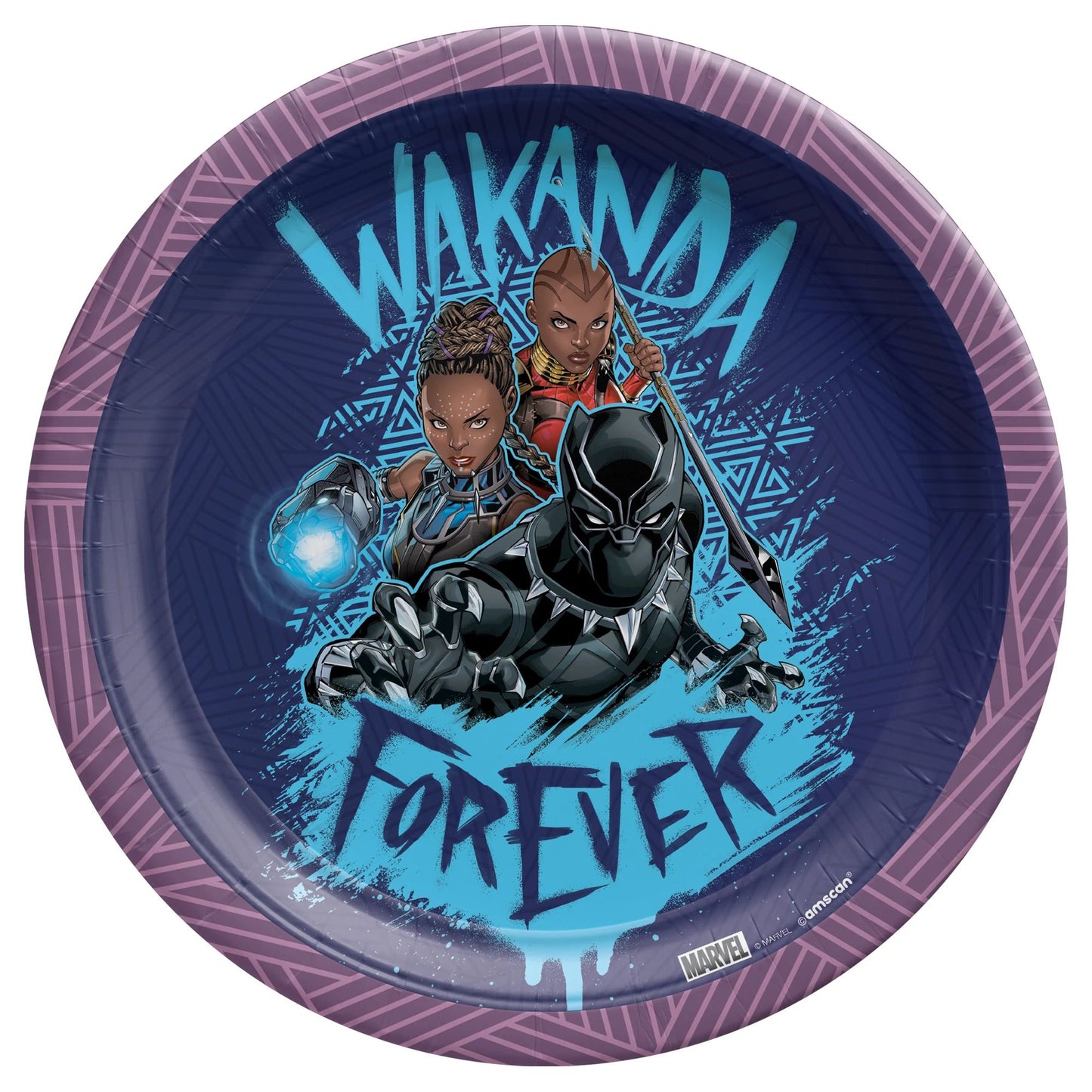 Platos redondos Black Panther Wakanda Forever de 7", 8 unidades