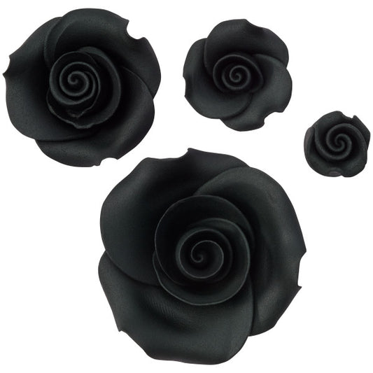 Surtido de rosas negras Decoraciones comestibles premium SugarSoft 