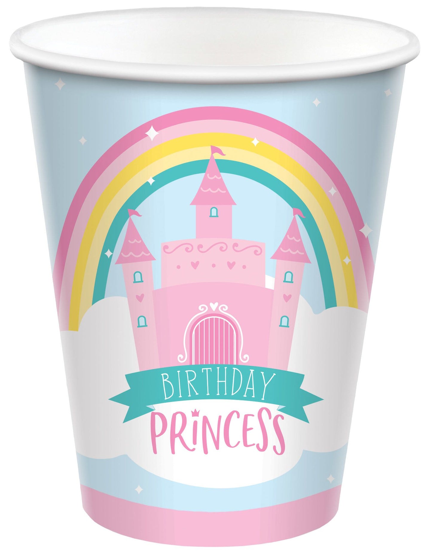 Vasos de papel de 9 oz para cumpleaños de Princess Castle, 8 unidades