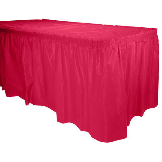 Faldón de mesa de plástico rojo