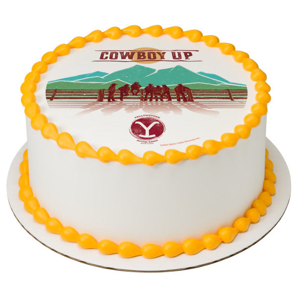 Yellowstone Cowboy Up Edible Cake Topper Image