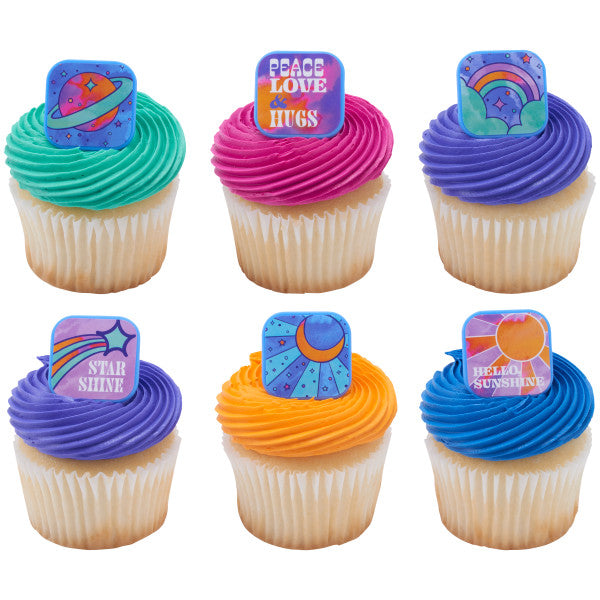 Peace, Love & Hugs Assortment Cupcake Rings