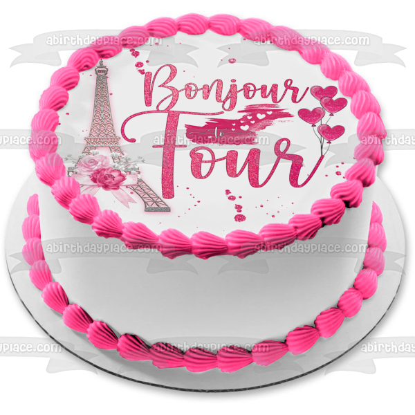 Bonjour to Four Edible Cake Topper Image ABPID57745