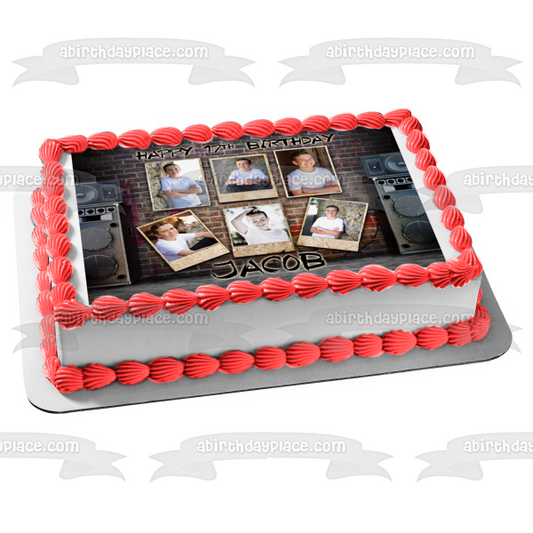 Rock Concert Grunge Wall Polaroid Photo Frame Edible Cake Topper Image ABPID57761