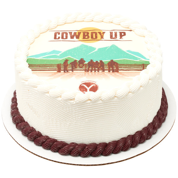 Yellowstone Cowboy Up Edible Cake Topper Image