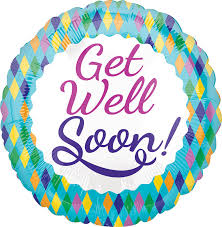 Get Well Soon Globo de aluminio redondo de 18" con diamantes coloridos, 1 ct