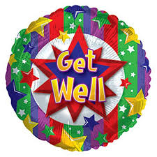 Globo de aluminio redondo Get Well Colorful Burst de 18", 1 unidad