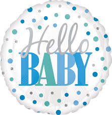 Globo de aluminio redondo Hello Baby Blue Dots de 18", 1 unidad