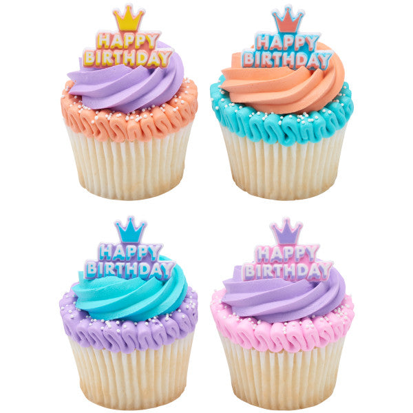 Happy Birthday Crown Cupcake Rings