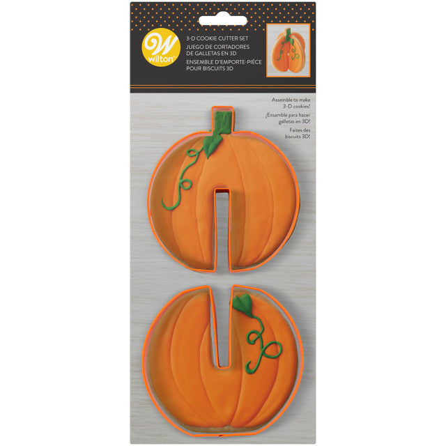 Juego de cortadores de galletas de otoño de calabaza 3-D, 2 piezas 