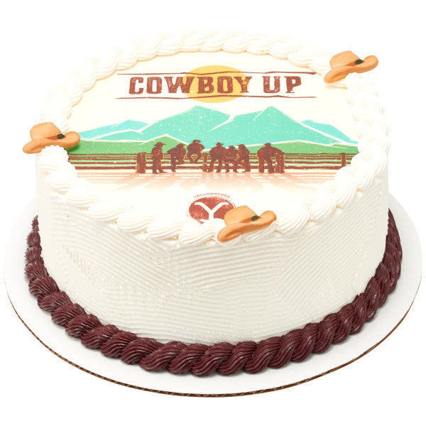 Yellowstone Cowboy Up Edible Cake Topper Image