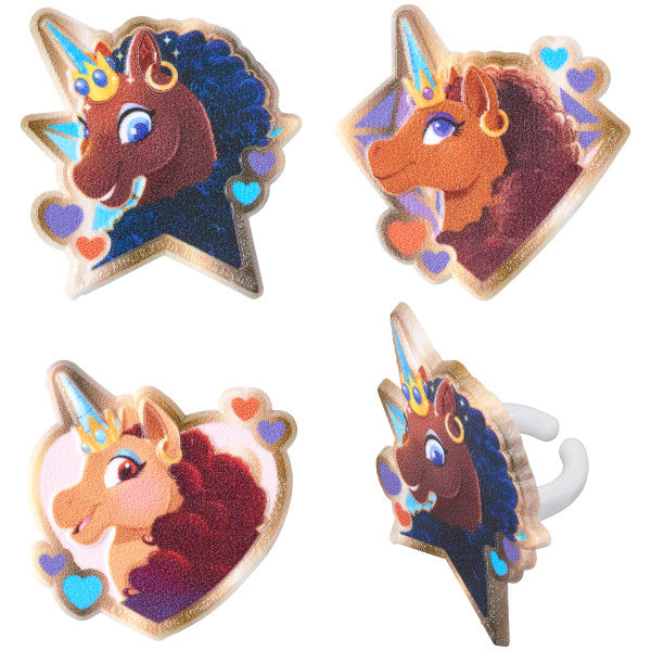 Magia de unicornio afro dentro de anillos de cupcakes