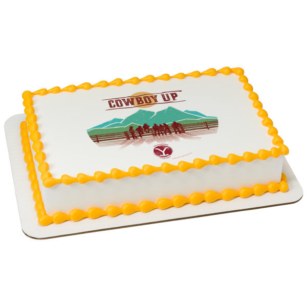 Yellowstone Cowboy Up Edible Cake Topper Image