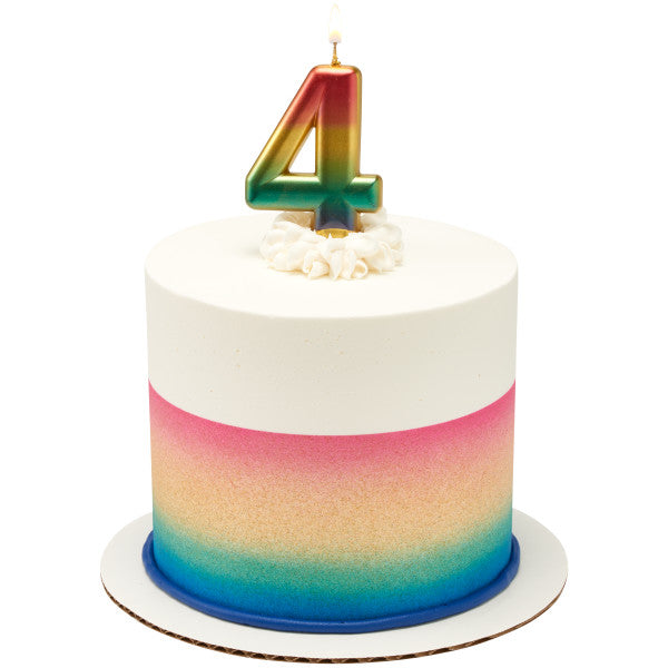 Four (4) Rainbow Metallic Numeral Candle