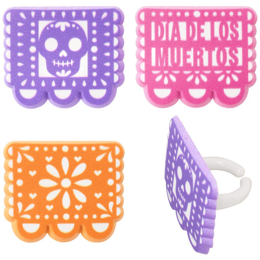 Anillos para cupcakes con pancarta de Papel Picado