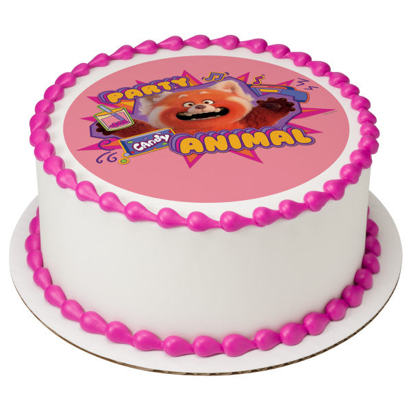 Adorno comestible para tarta con diseño de animal de fiesta rojo