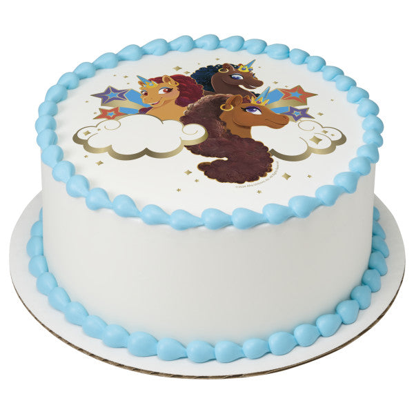 Imagen comestible para tarta de amistad de unicornio afro