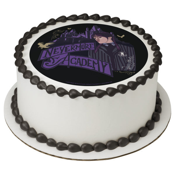 Wednesday Nevermore Academy Edible Cake Topper Image