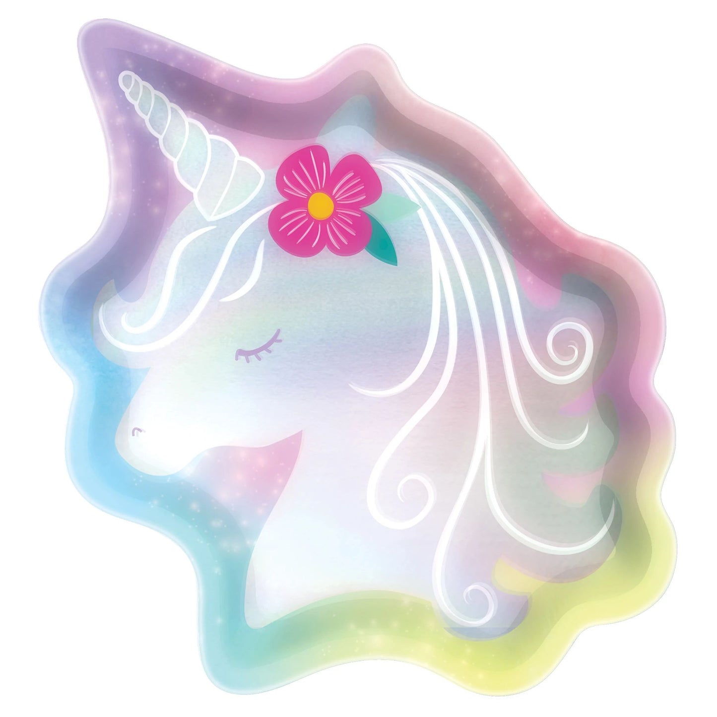 Unicorn Iridescent 7" Shaped Plates, 8ct