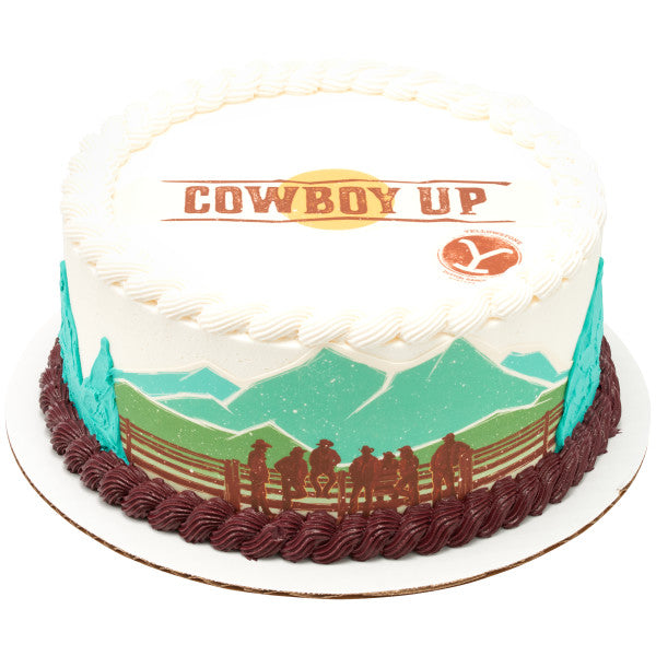 Yellowstone Cowboy Up Edible Cake Topper Image