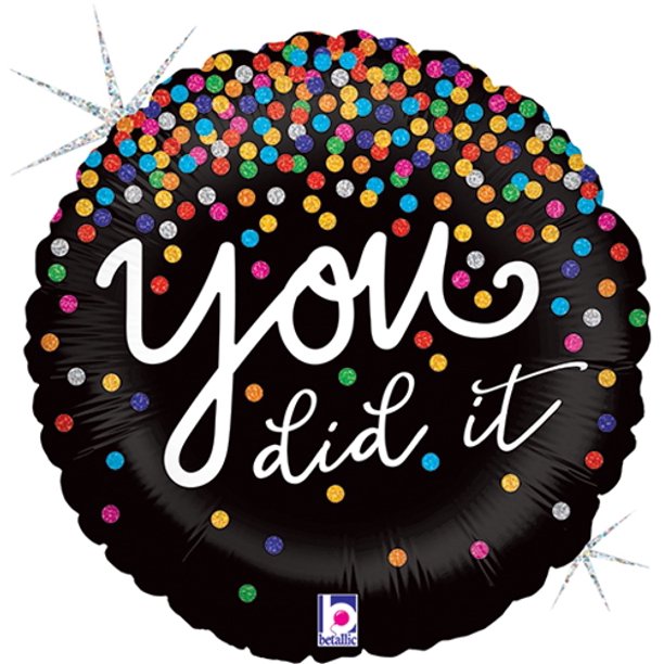 You Did It Confetti Holographic 18" Balloon, 1ct