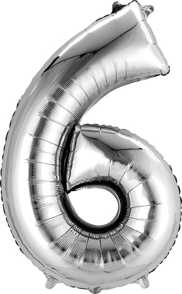 Anagram 34" Numeral 6 Balloon - Silver