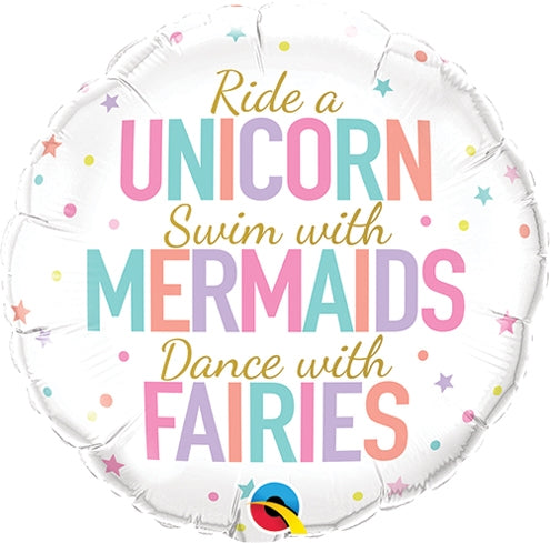 Unicorn Mermaids Fairies 18" Foil Balloon