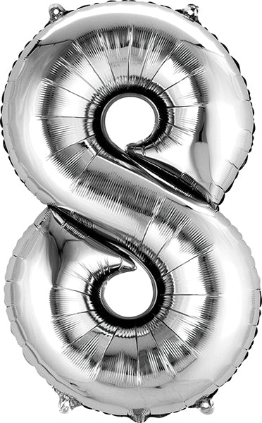 Anagram 34" Numeral 8 Balloon - Silver