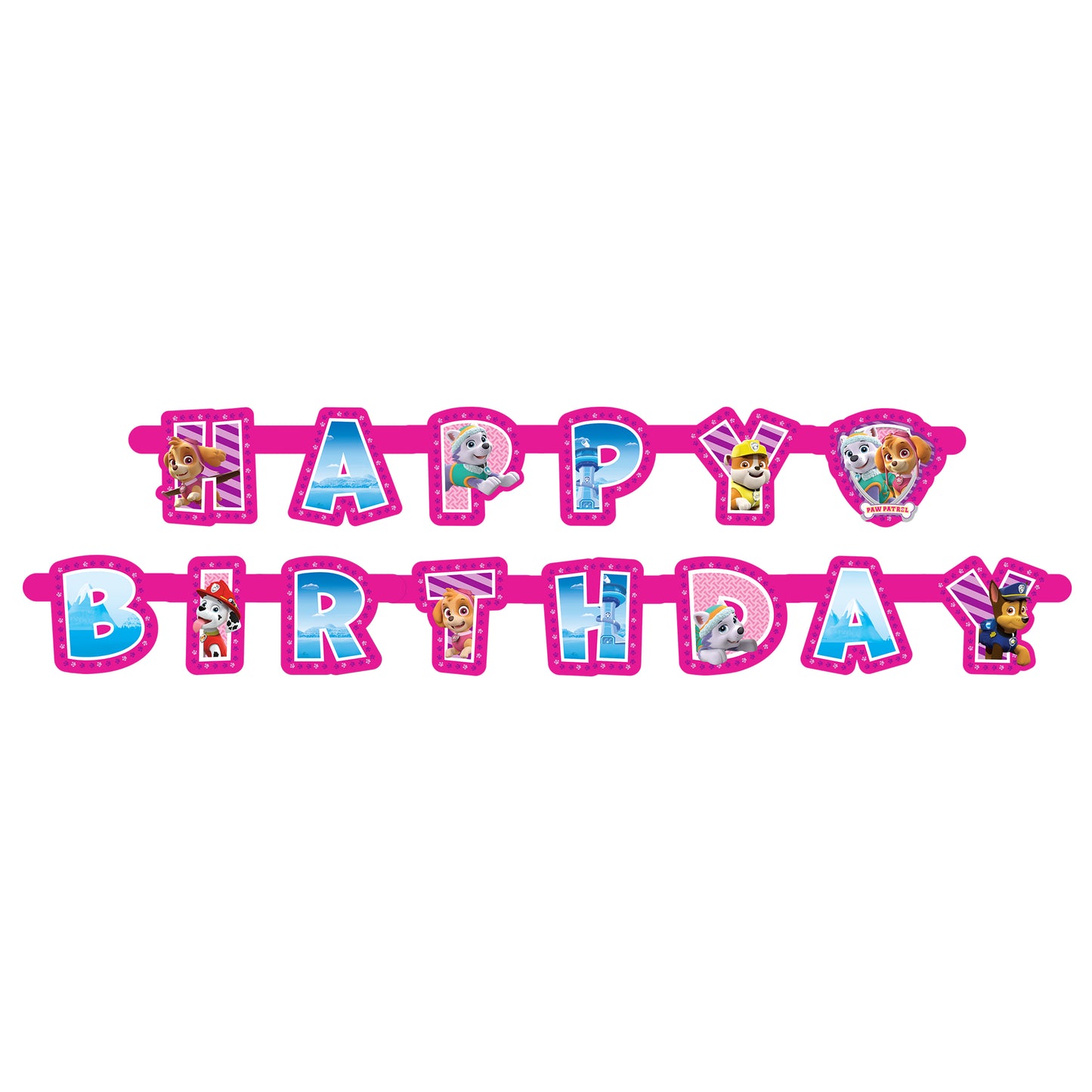 Paw Patrol Pink Happy Birthday Banner