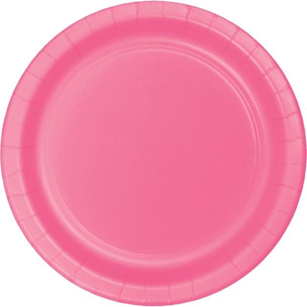 Platos rosa caramelo de 7", 8 unidades