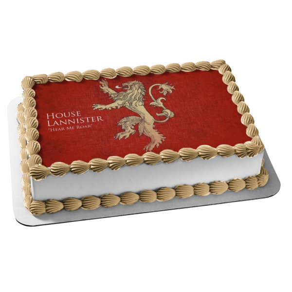 Game of Thrones House Lanniser Emblem Her Me Roar Edible Cake Topper Image ABPID26941