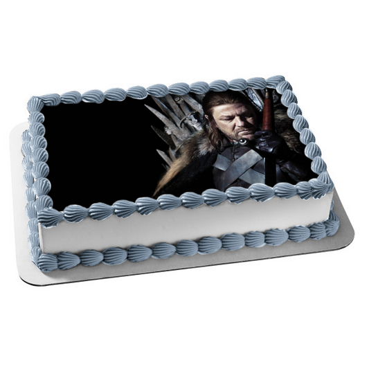 Game of Thrones Eddard Stark Iron Throne Edible Cake Topper Image ABPID26948