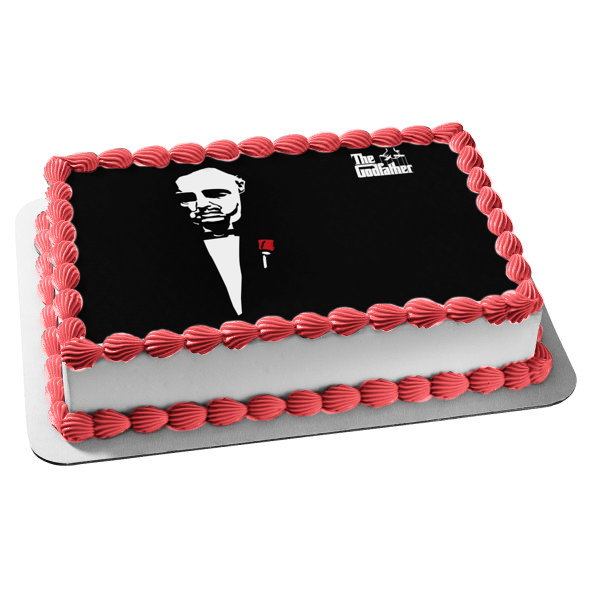 The Godfather Vito Corleone Black and White Red Rose Edible Cake Topper Image ABPID27131