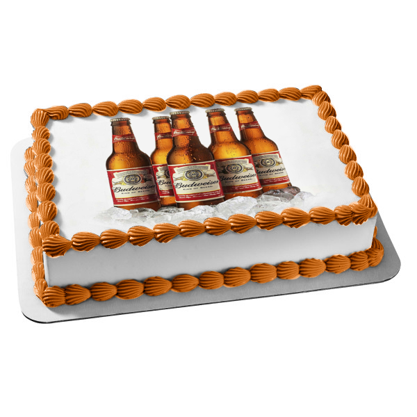 Budweiser Beer Bottles Ice Cubes Edible Cake Topper Image ABPID27505