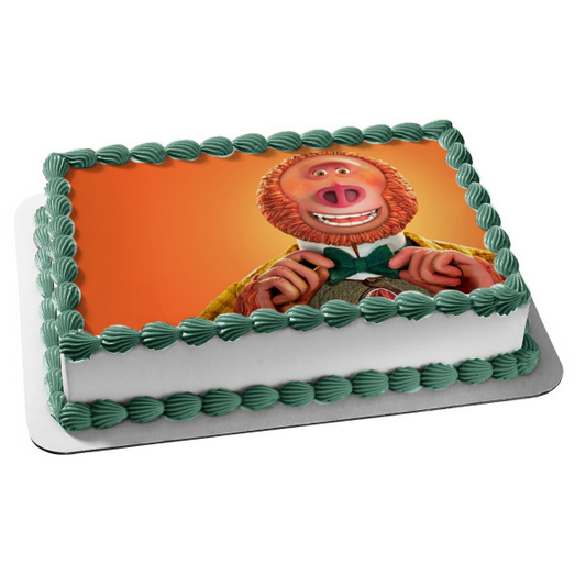 Imagen de adorno comestible para pastel con fondo naranja de Mr. Link de Missing Link ABPID27524 