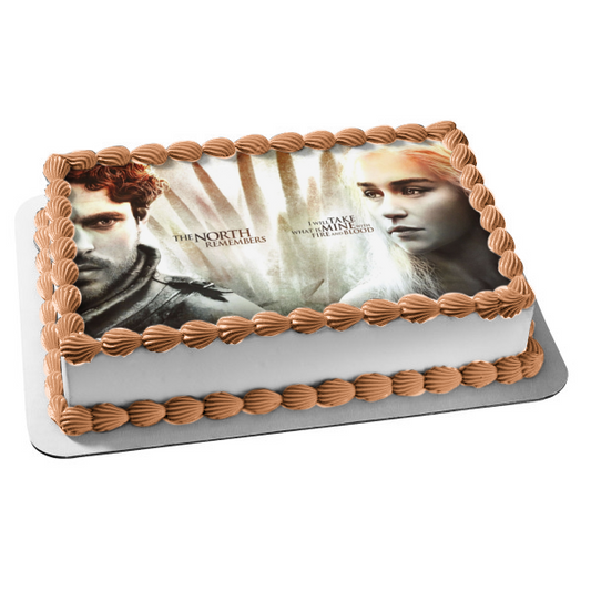 Game of Thrones the North Remembers Daenerys Targaryen Robb Stark Edible Cake Topper Image ABPID26940