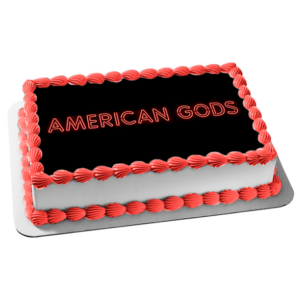 American Gods Logo Black Background Edible Cake Topper Image ABPID26981