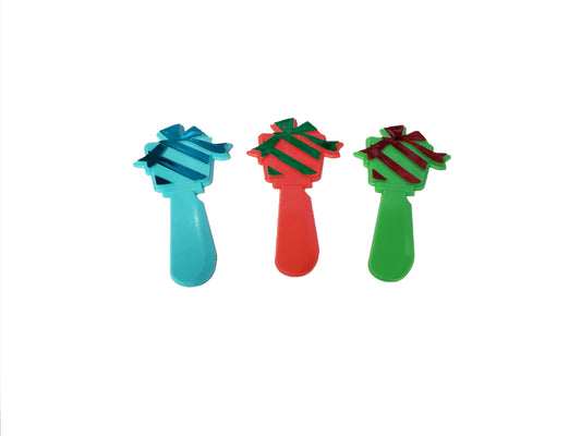 12ct. Christmas Present Cupcake Spoon Picks