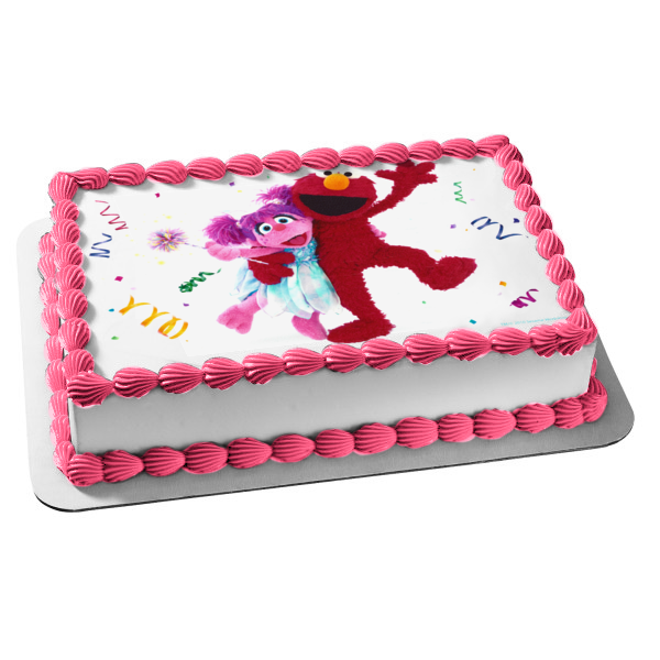 Sesame Street Elmo Abby Cadabby Streamers Confetti Edible Cake Topper Image ABPID27214