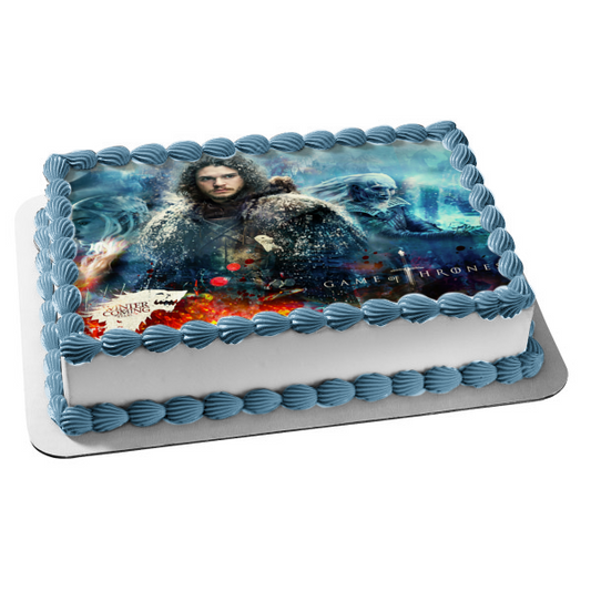 Game of Thrones Jon Snow Winter Is Coming Edible Cake Topper Image ABPID49918