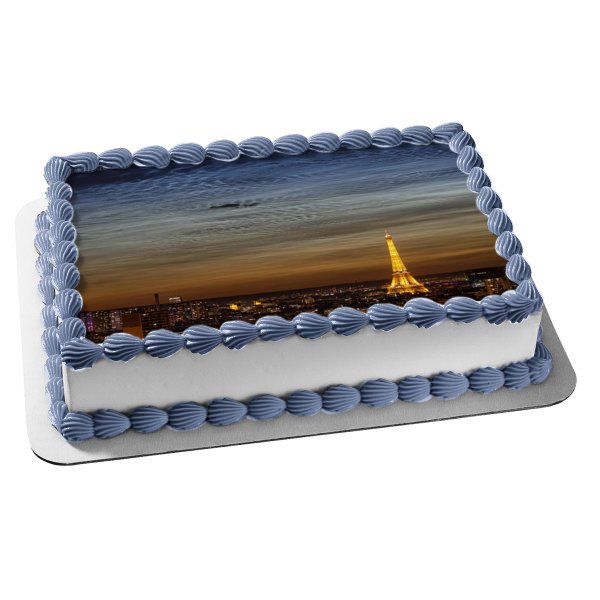 Solstice Night Paris Eiffel Tower Edible Cake Topper Image ABPID50306