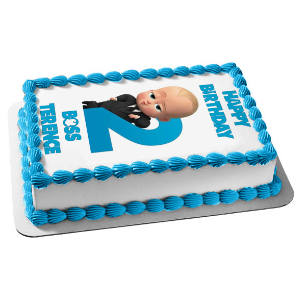 Imagen de adorno comestible personalizado para pastel de segundo cumpleaños de Boss Baby ABPID51020