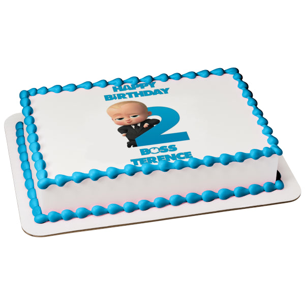 Imagen de adorno comestible personalizado para pastel de segundo cumpleaños de Boss Baby ABPID51020