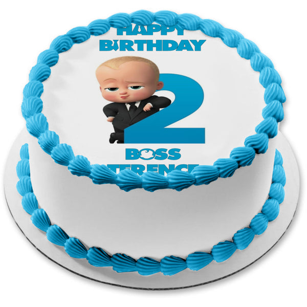 Imagen de adorno comestible personalizado para pastel de segundo cumpleaños de Boss Baby ABPID51020